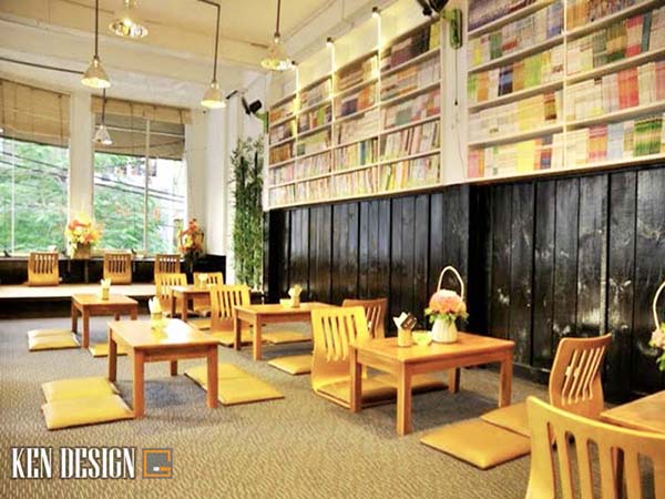 thiết kế quán cafe sách phong cách ấn tượng 